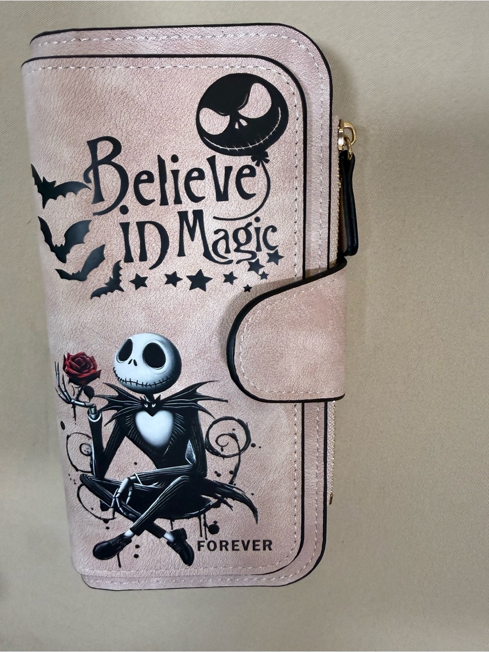 The Nightmare Before Christmas. “Believe in Magic" Jack Skellington, Pink Wallet